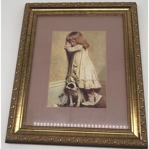 Charles Burton Barber Vintage “In Disgrace” Double Matted & Gold Framed Print